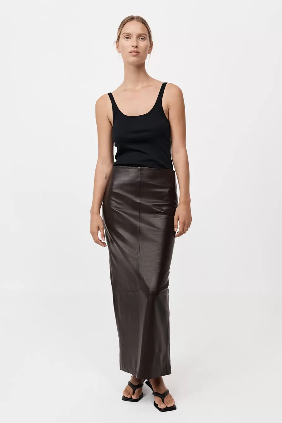 Leather | Skirts | St. Agni PRE-ORDER: Leather Column Skirt - CHOCOLATE