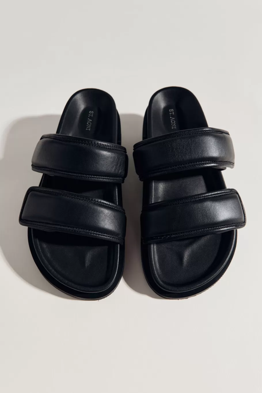 Slides | Unisex | St. Agni Quilted Leather Slide - BLACK