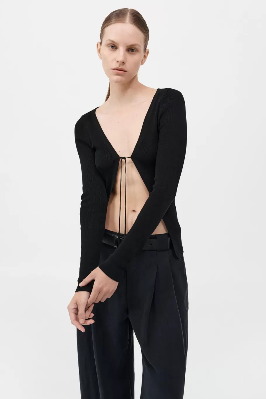 Tops | Knitwear | St. Agni Rouleau Tie Reversible Knit Top - Black