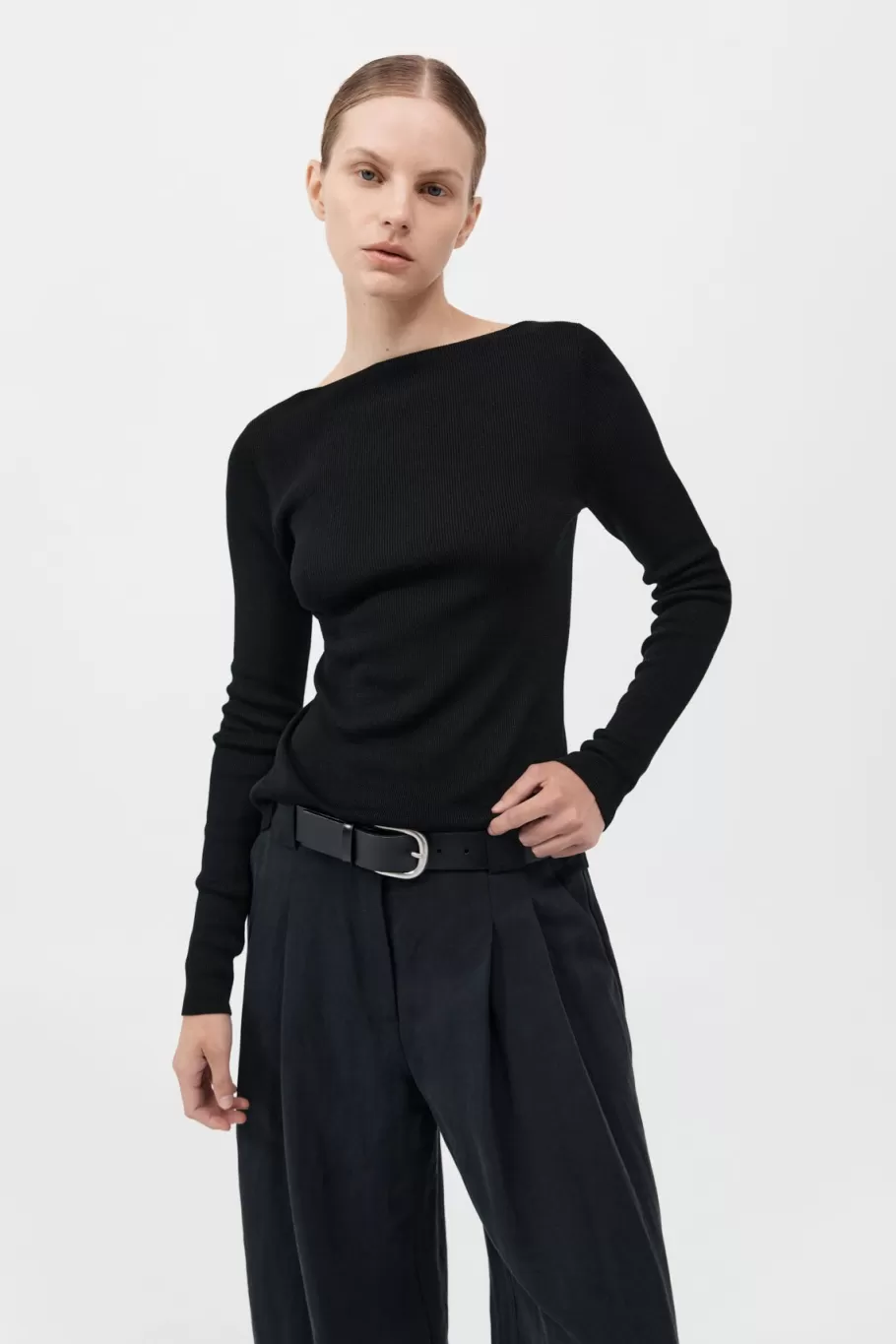 Tops | Knitwear | St. Agni Rouleau Tie Reversible Knit Top - Black