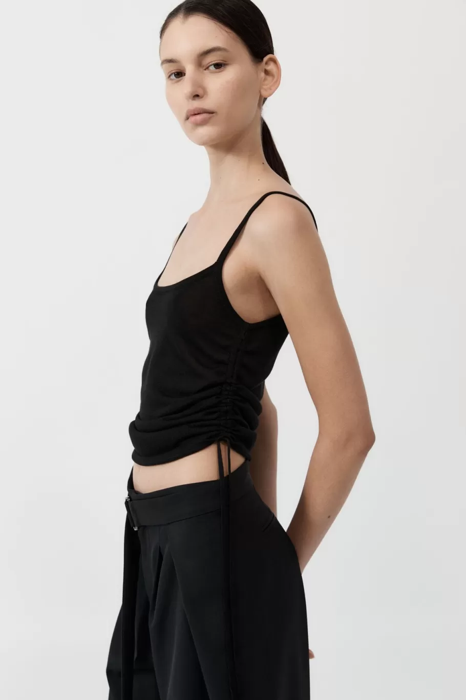 Tops | Singlets | St. Agni Ruched Tank - BLACK