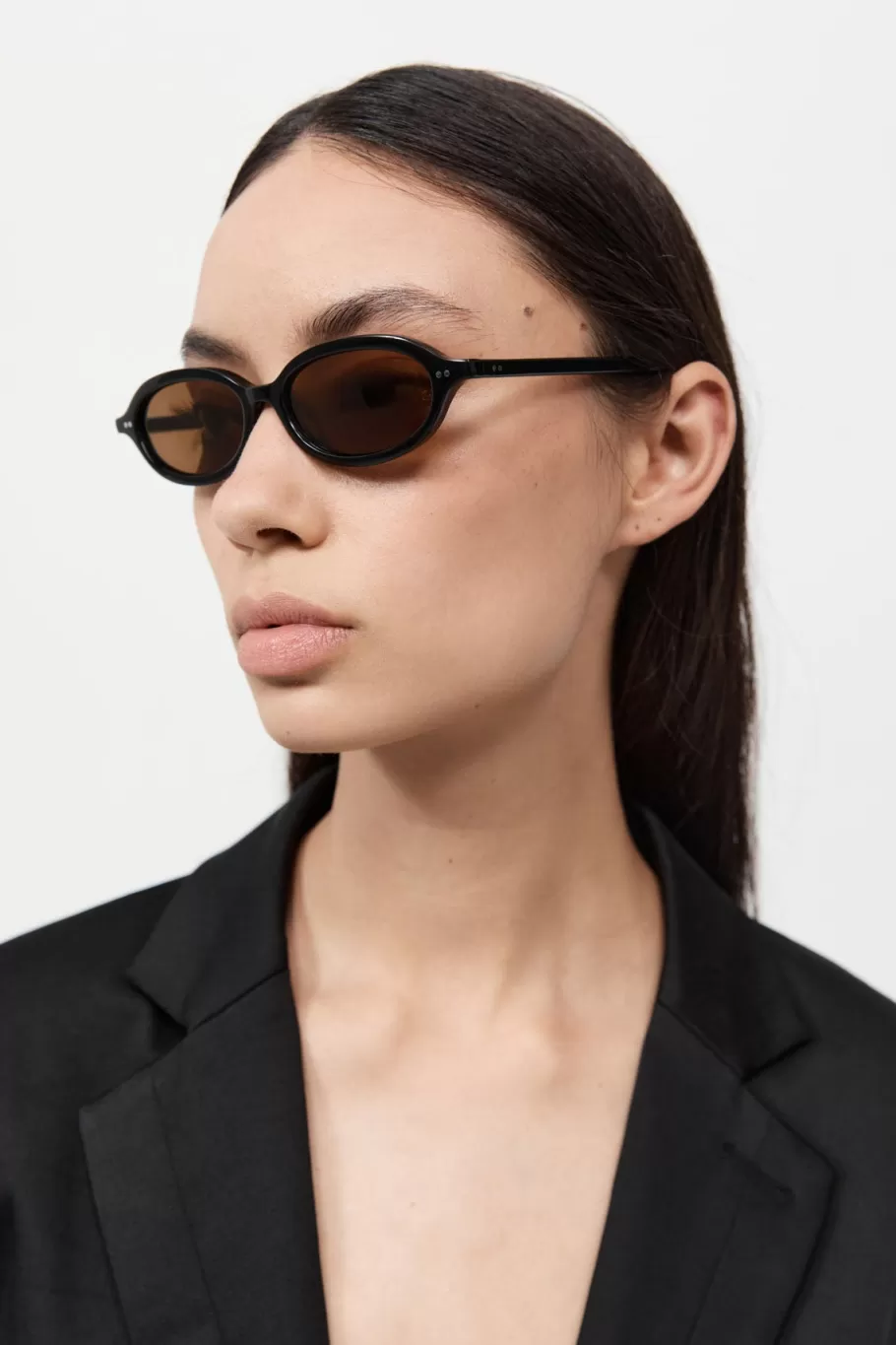 Eyewear | St. Agni 90s Slim Oval Sunglasses - Black/Brown BLACK BROWN