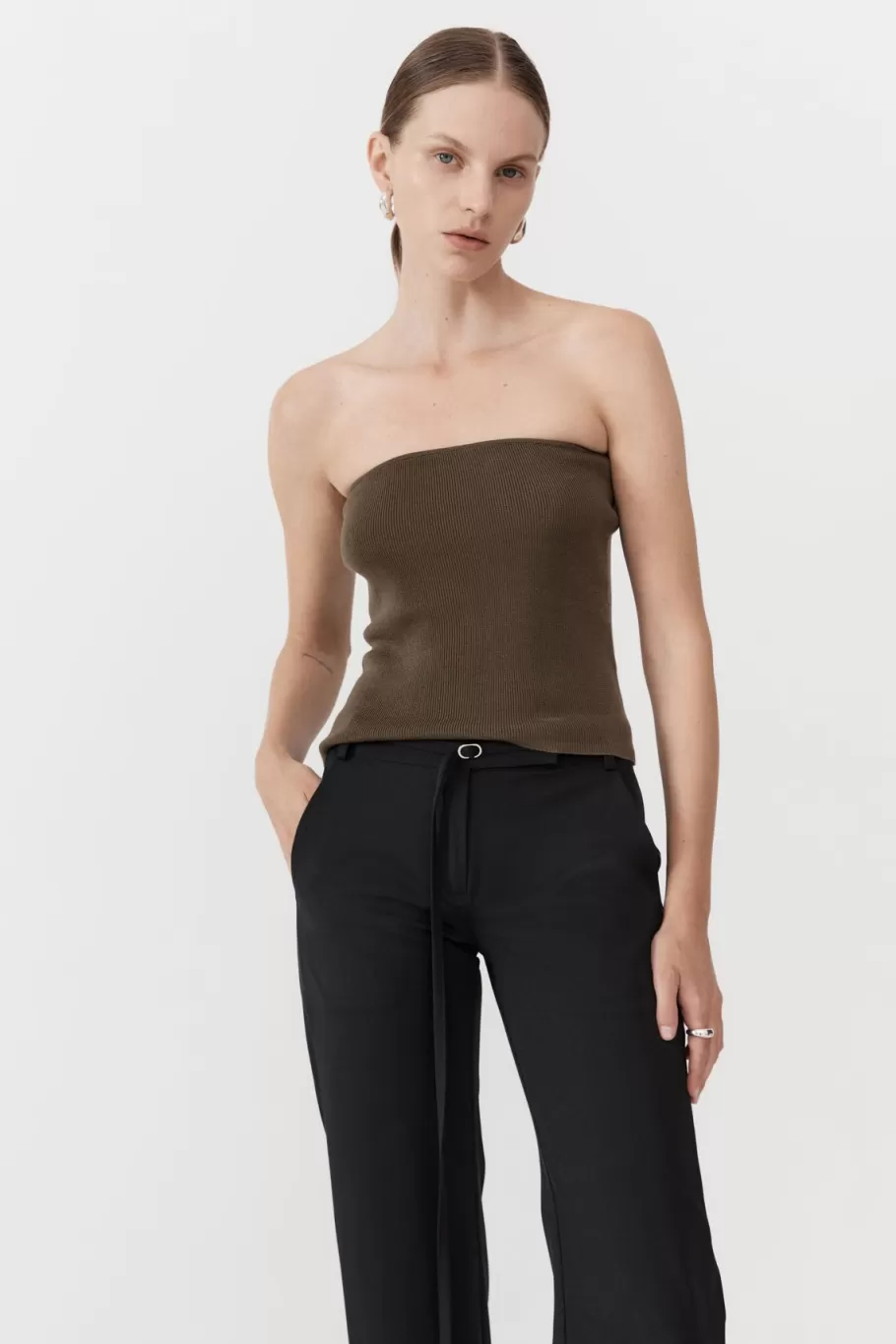 Tops | Knitwear | St. Agni 90s Strapless Knit Top - KELP