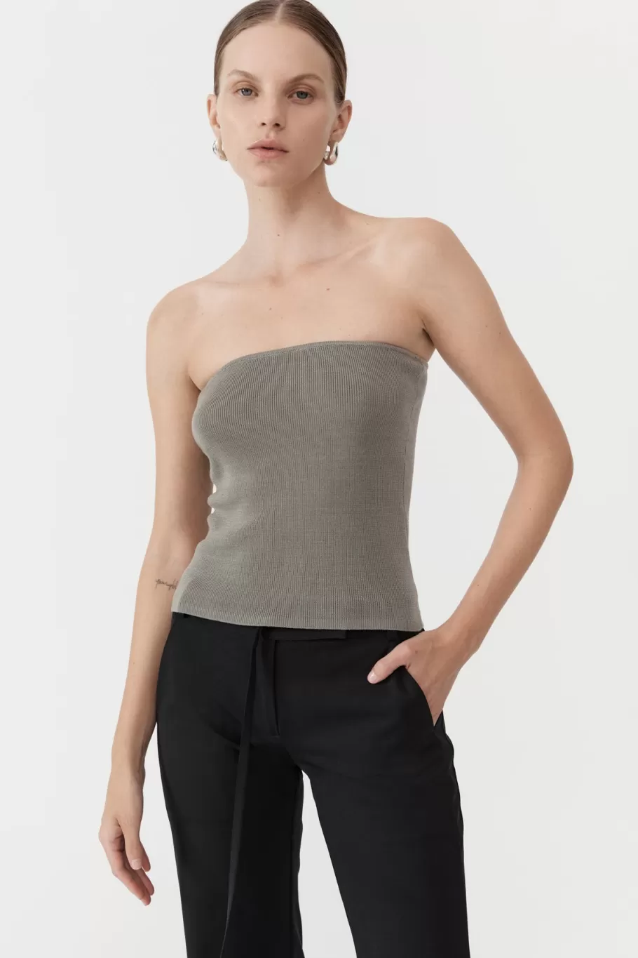 Knitwear | St. Agni 90s Strapless Knit Top - SHADOW