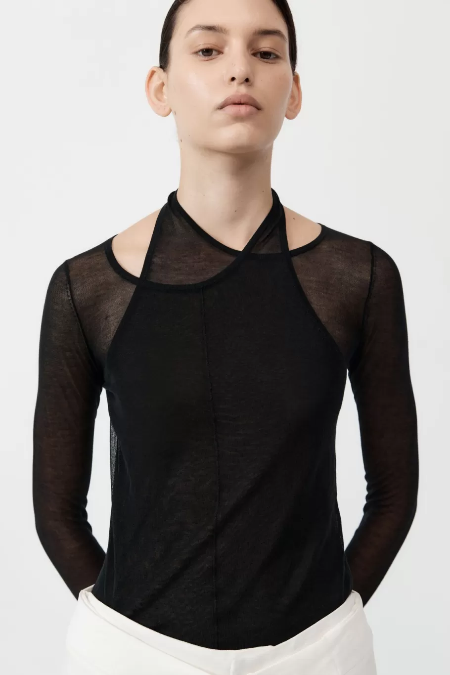 Tops | Knitwear | St. Agni Semi Sheer Loop Top - BLACK