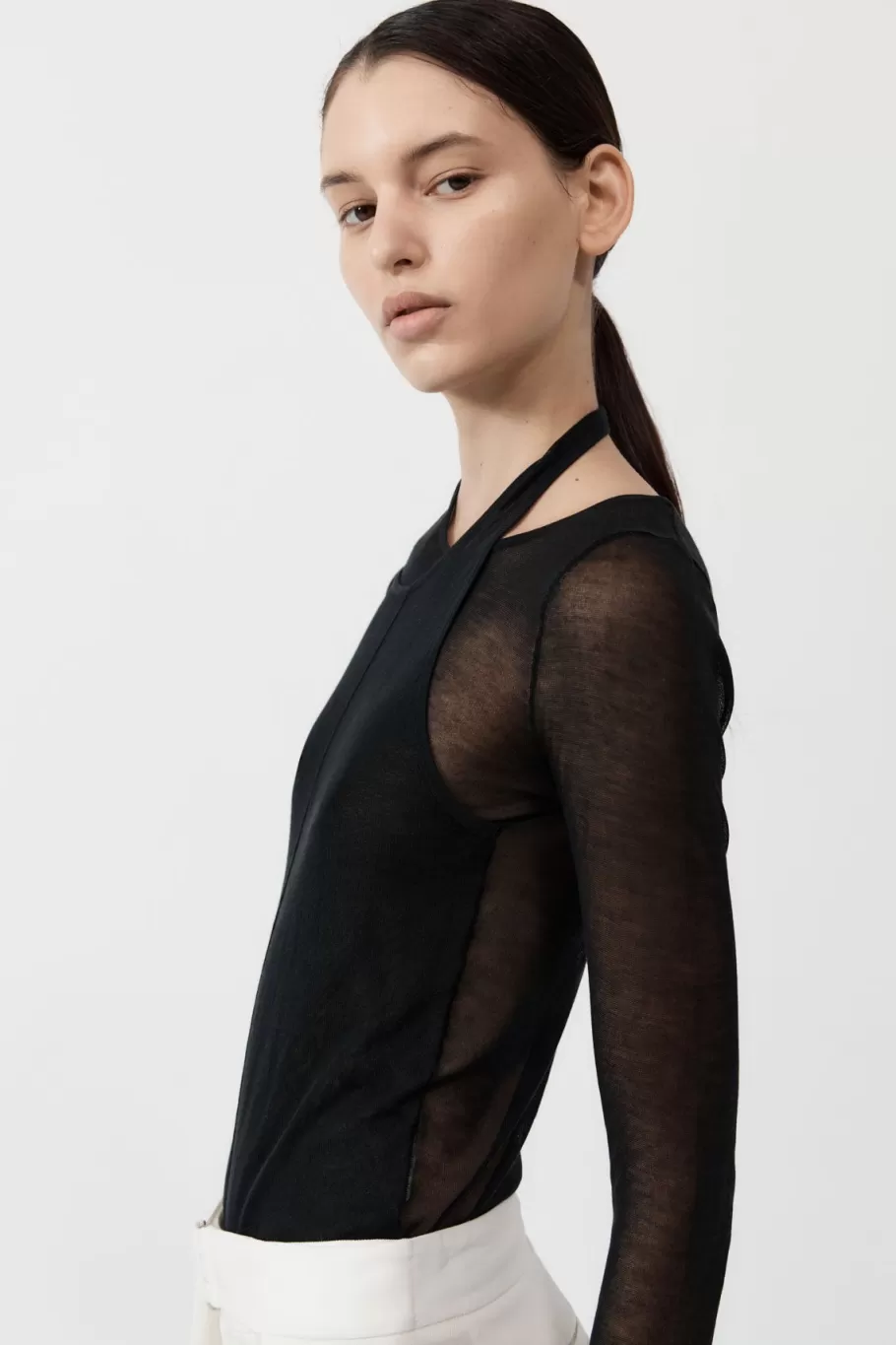 Tops | Knitwear | St. Agni Semi Sheer Loop Top - BLACK