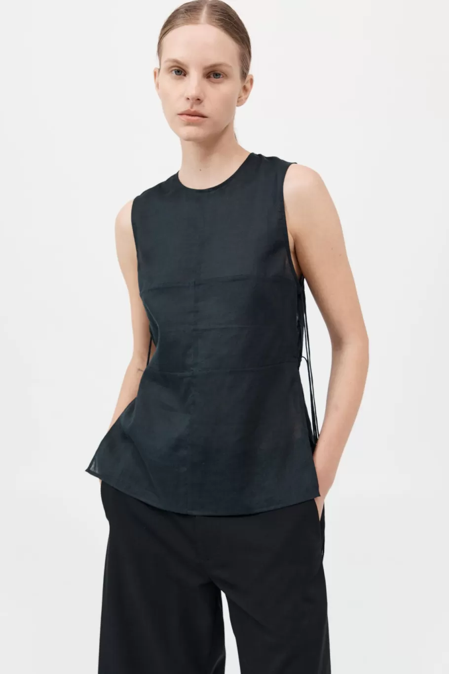 Tops | St. Agni Semi Sheer Patchwork Top - BLACK