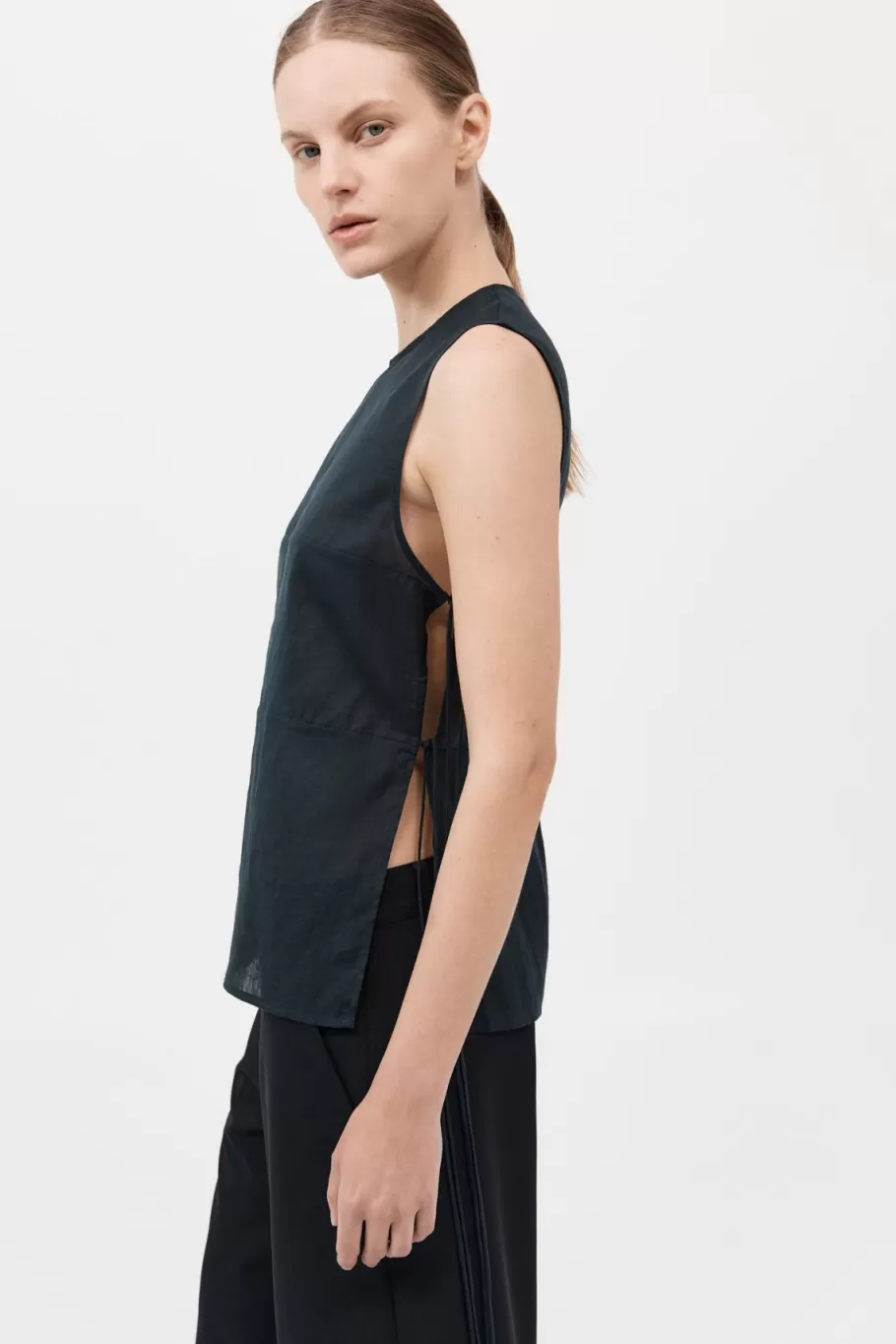 Tops | St. Agni Semi Sheer Patchwork Top - BLACK