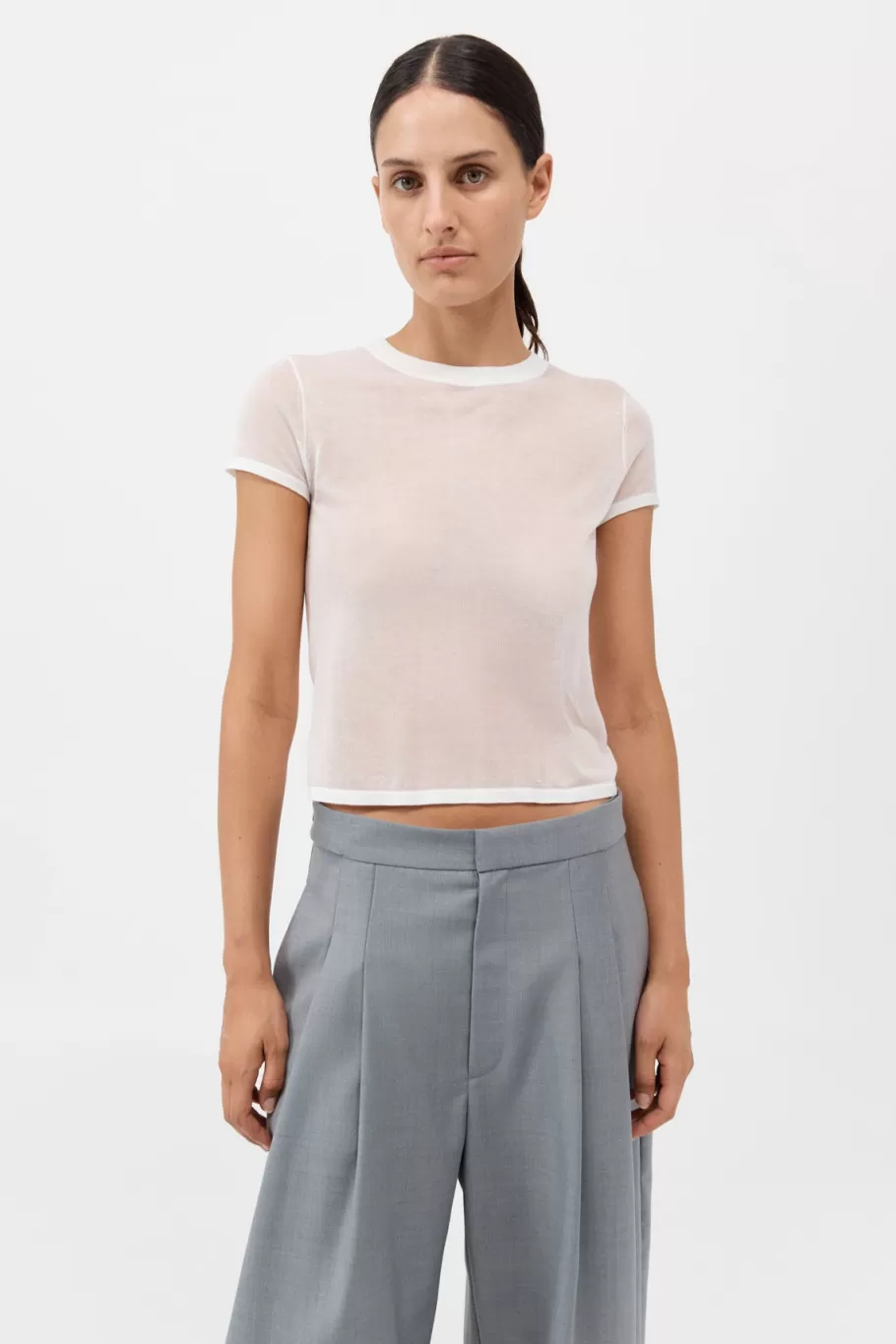 Basics | Tops | St. Agni Sheer Baby Tee - WHITE