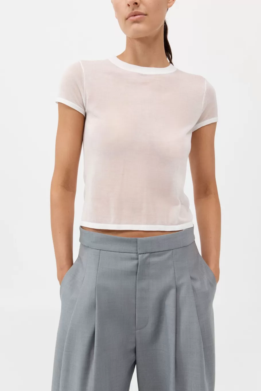 Basics | Tops | St. Agni Sheer Baby Tee - WHITE