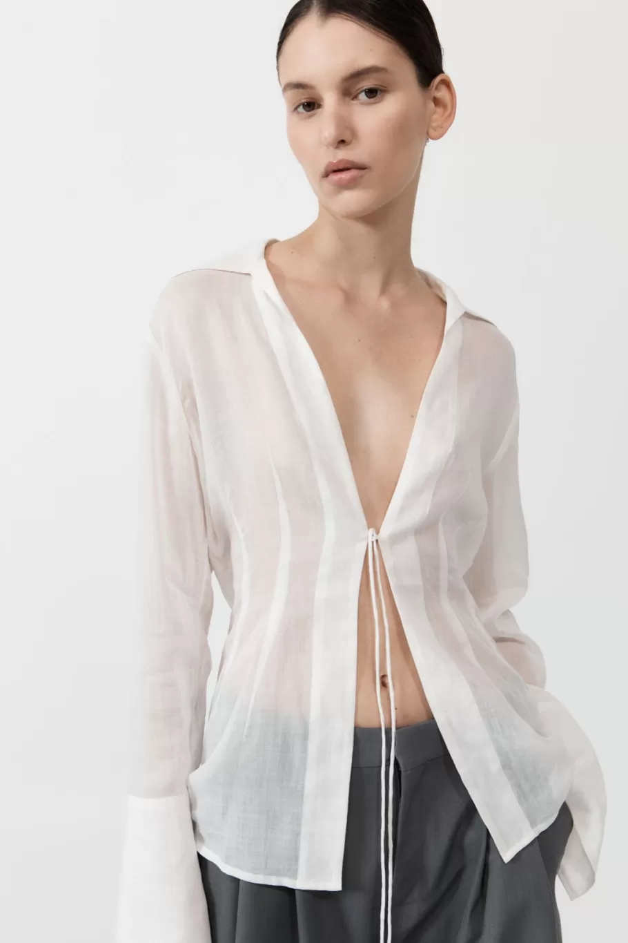 Tops | Shirts | St. Agni Sheer Linen Tie Top - White