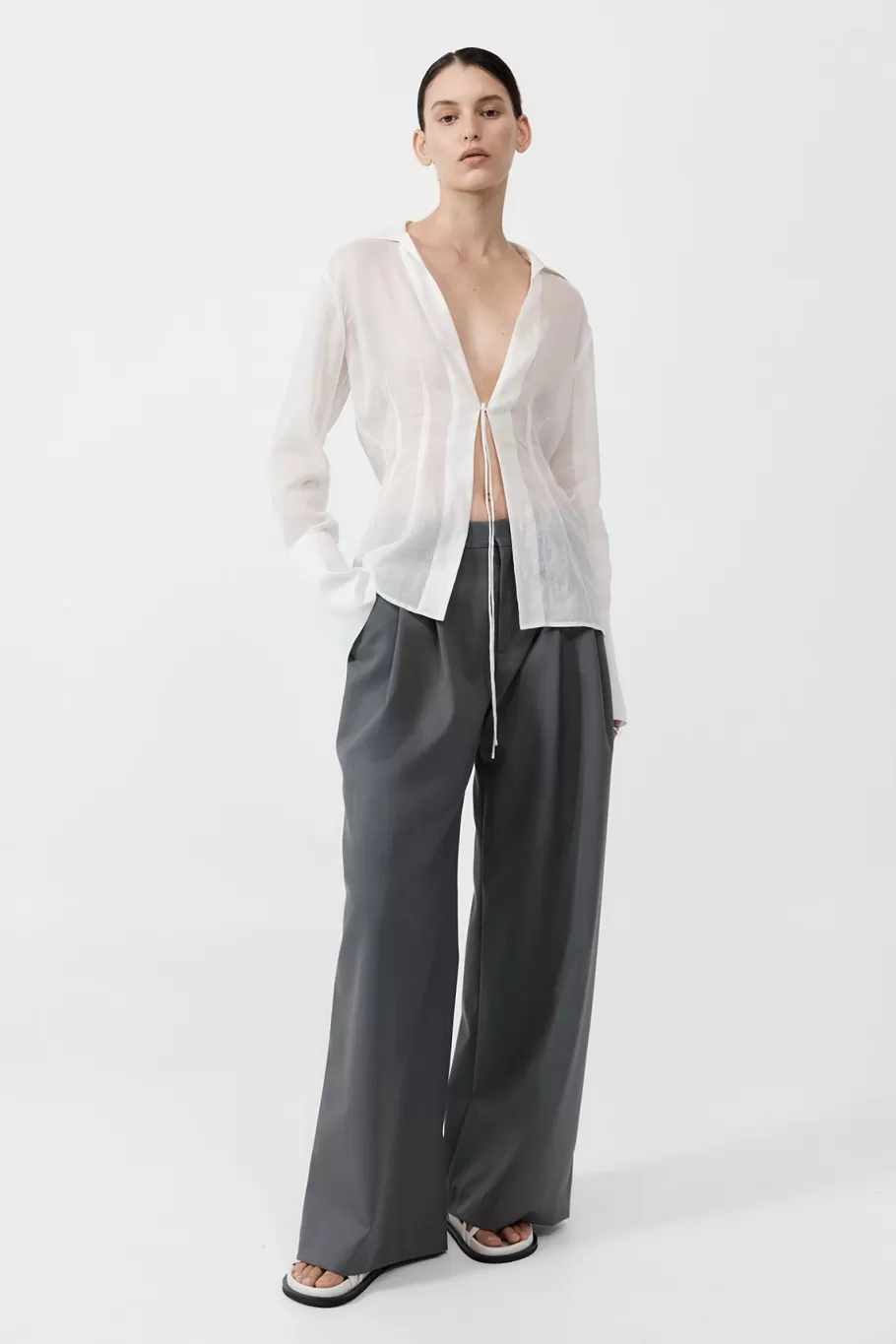 Tops | Shirts | St. Agni Sheer Linen Tie Top - White