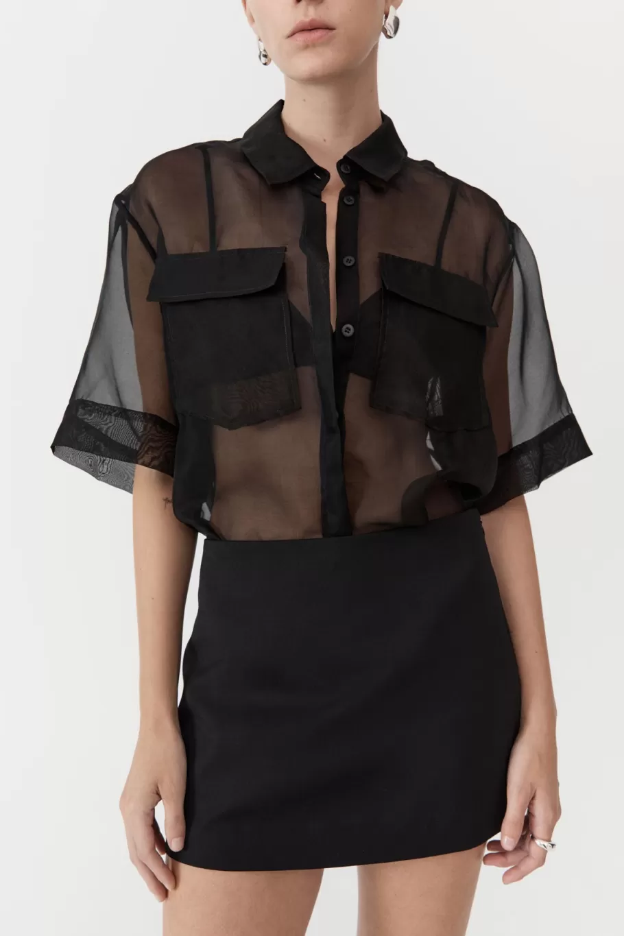 Tops | Shirts | St. Agni Sheer Organza Shirt - Black