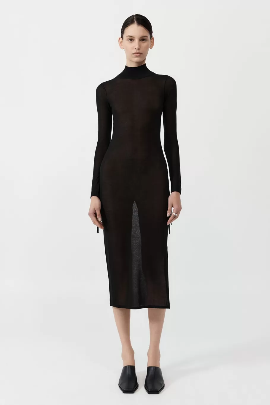 Dresses | Knitwear | St. Agni Sheer Ruched Dress - Black