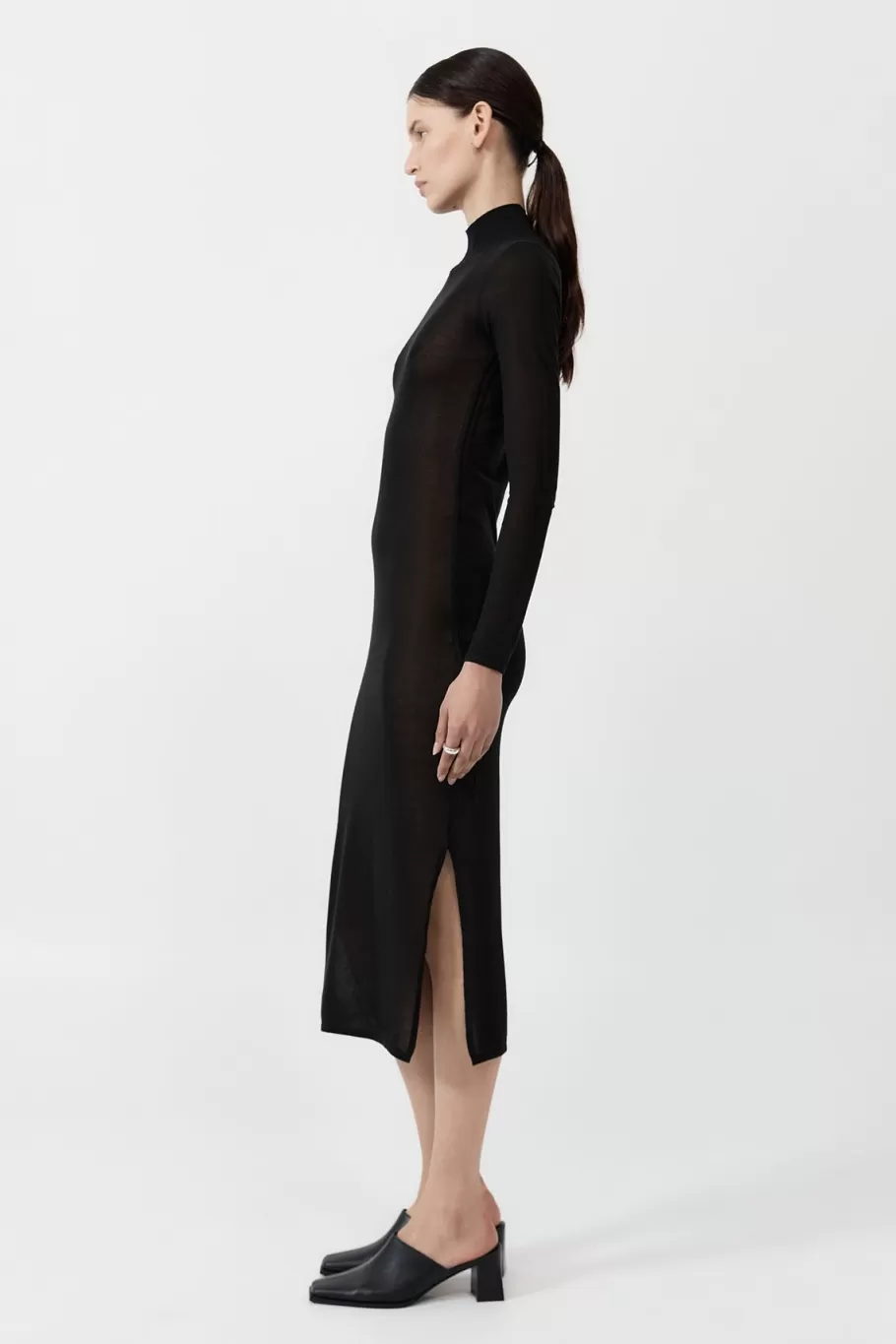 Dresses | Knitwear | St. Agni Sheer Ruched Dress - Black