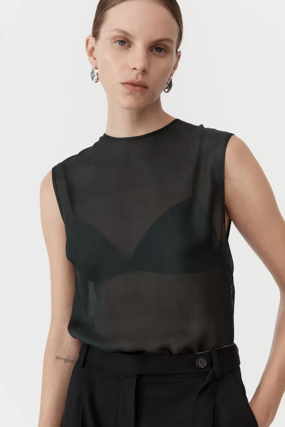 Tops | St. Agni Sheer Silk Gauze Top - Soot