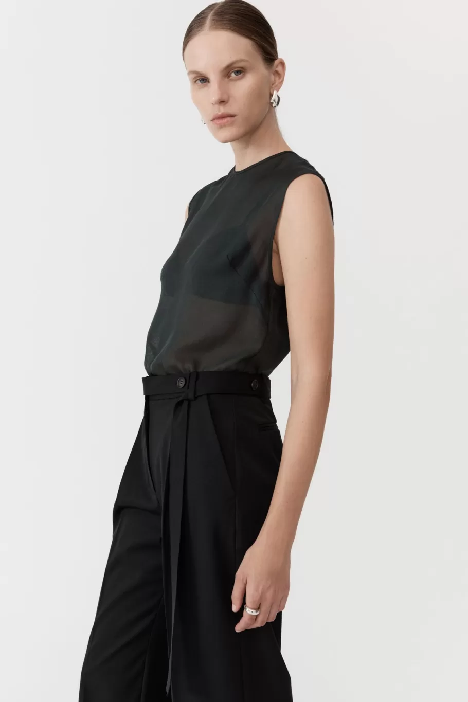 Tops | St. Agni Sheer Silk Gauze Top - Soot