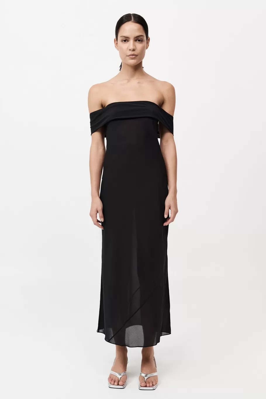 Dresses | St. Agni Silk Off Shoulder Dress - Black