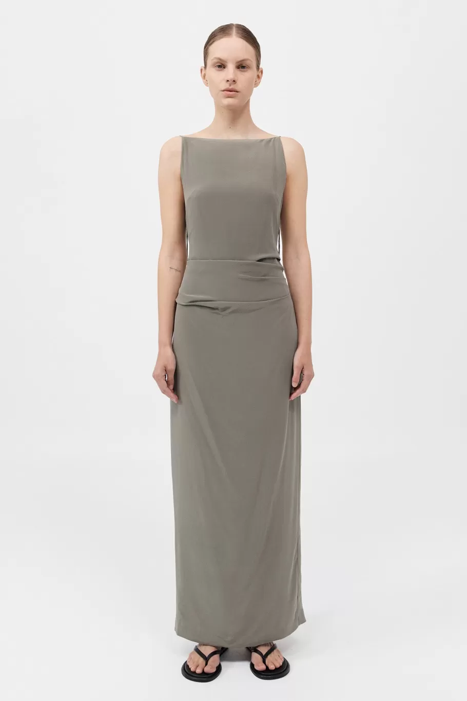 Dresses | St. Agni Silk Tuck Dress - SMOKEY OLIVE