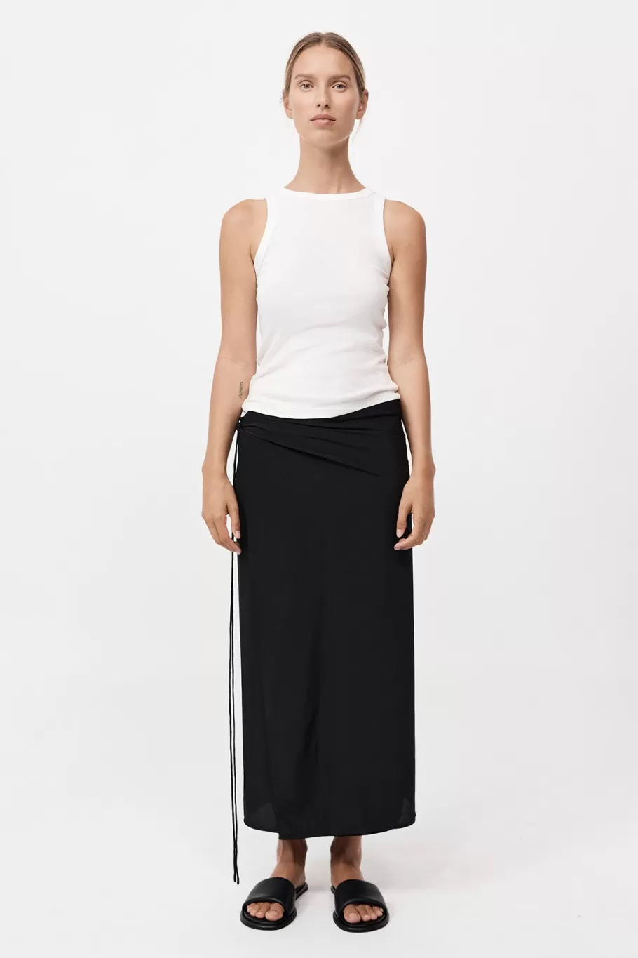 Skirts | St. Agni Silk Wrap Tie Skirt - BLACK