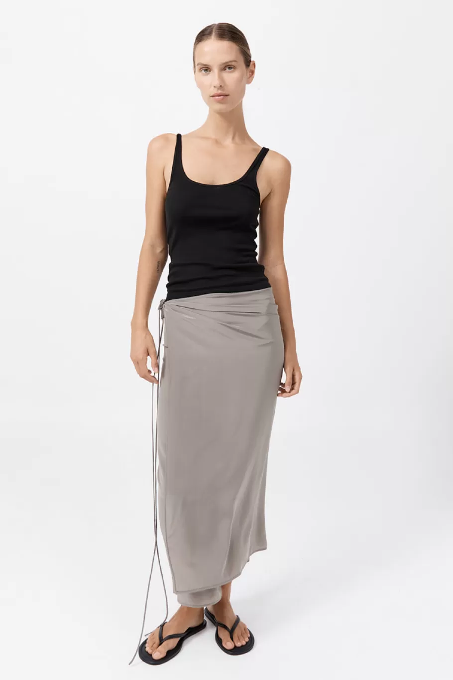 Skirts | St. Agni Silk Wrap Tie Skirt - SLATE GREY