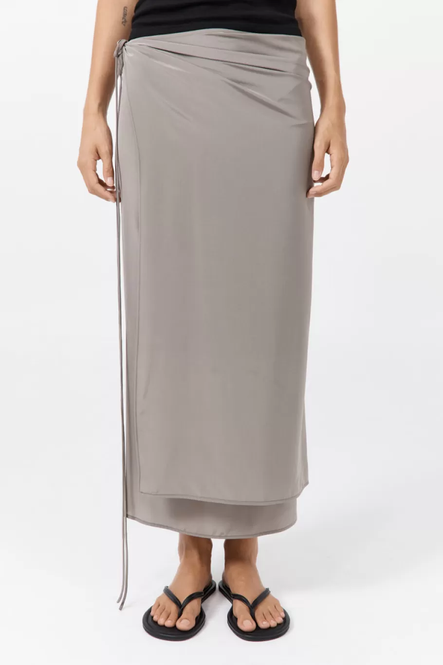 Skirts | St. Agni Silk Wrap Tie Skirt - SLATE GREY