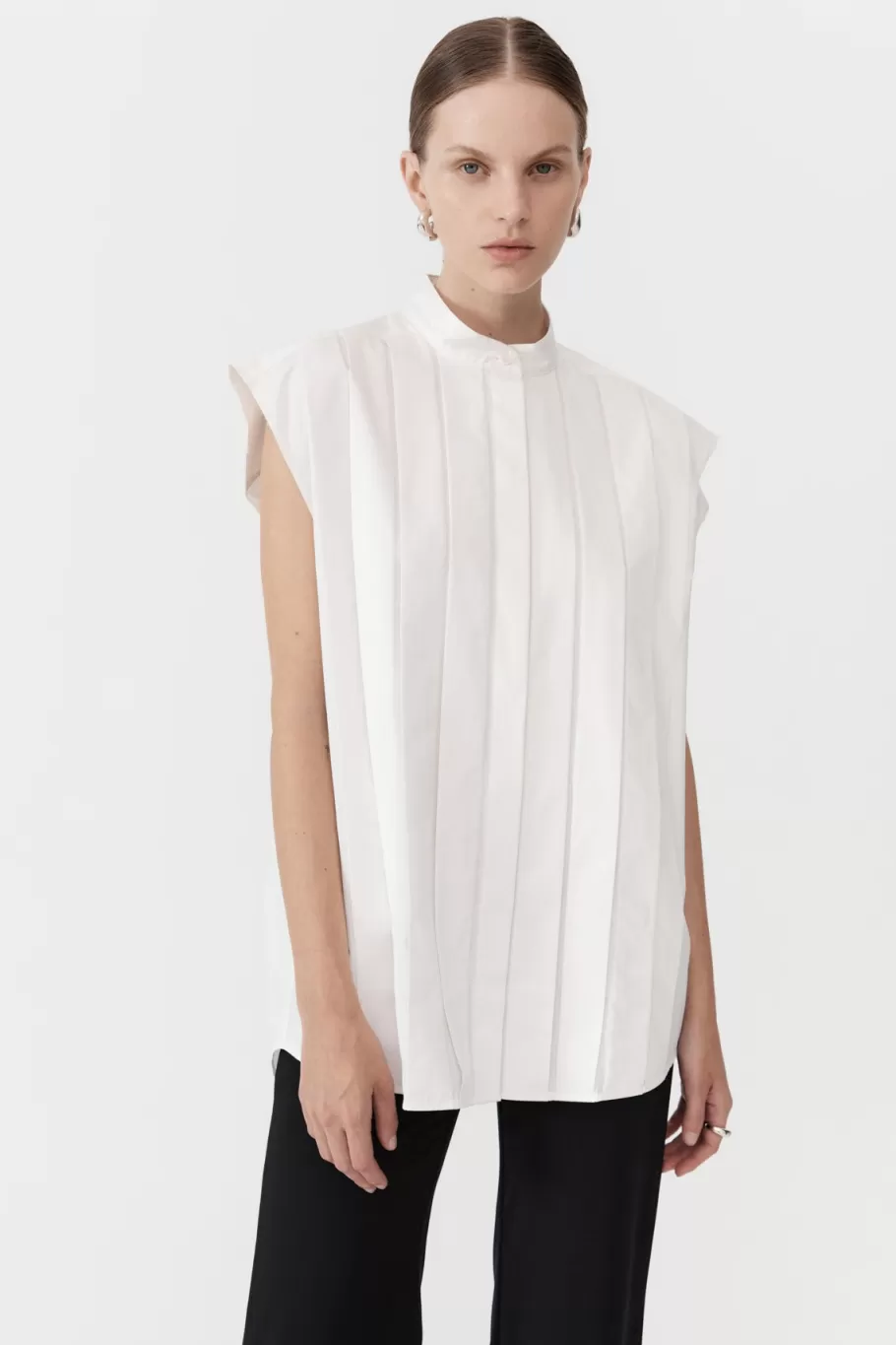 Shirts | Tailoring | St. Agni Sleeveless Tuck Detail Shirt - White