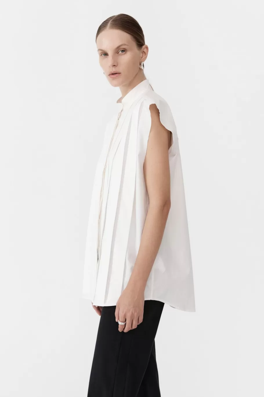 Shirts | Tailoring | St. Agni Sleeveless Tuck Detail Shirt - White