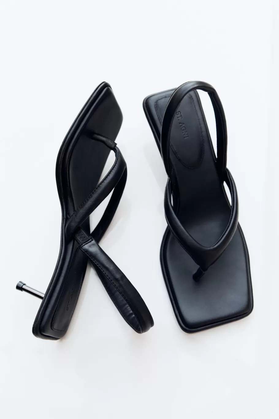 Heels | St. Agni Sling Back Thong Heel - BLACK