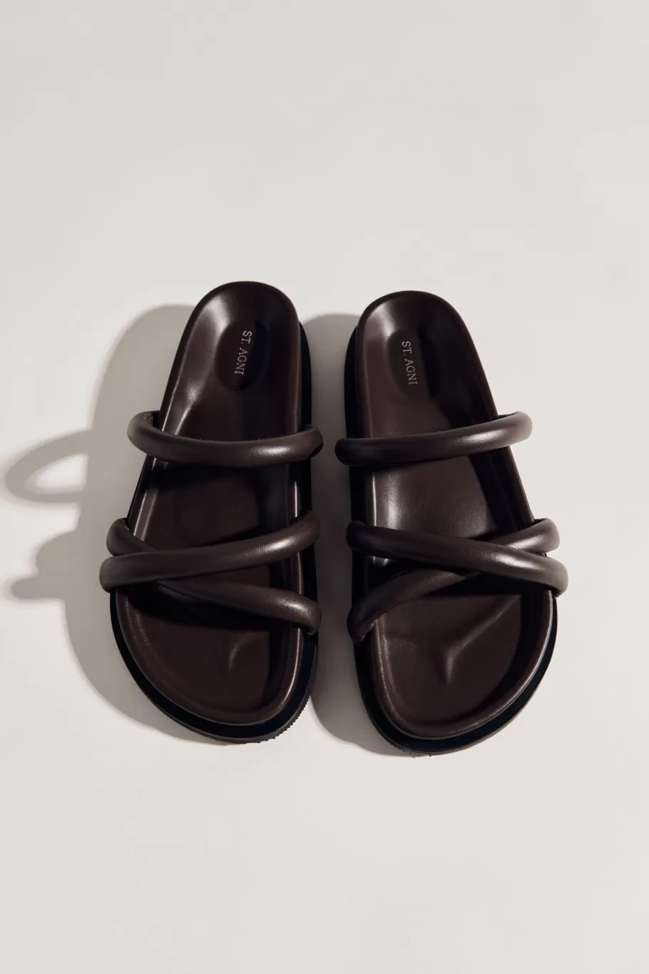 Slides | St. Agni Soft Cross Strap Slide - CHOCOLATE