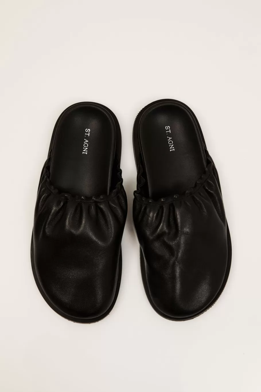 Slides | Flats | St. Agni Soft Gathered Mules - Black