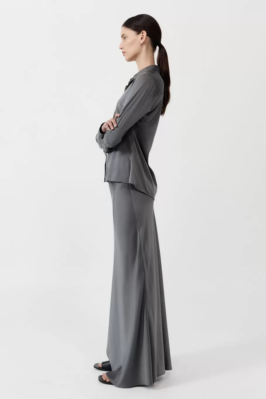 Skirts | St. Agni Soft Silk Maxi Skirt - Pewter Grey