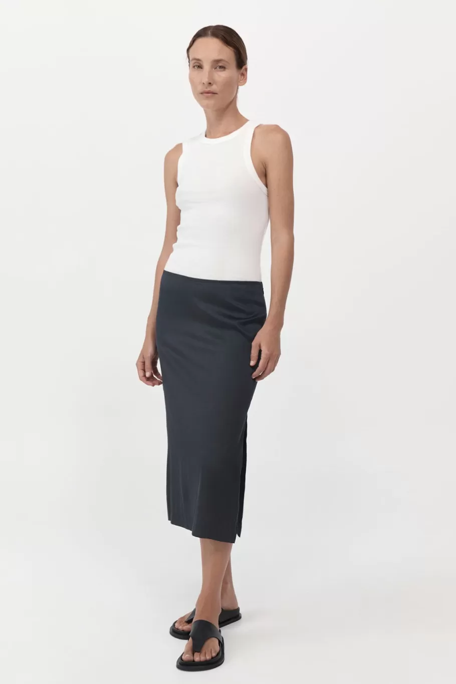 Skirts | St. Agni Soft Silk Midi Skirt - Washed Black