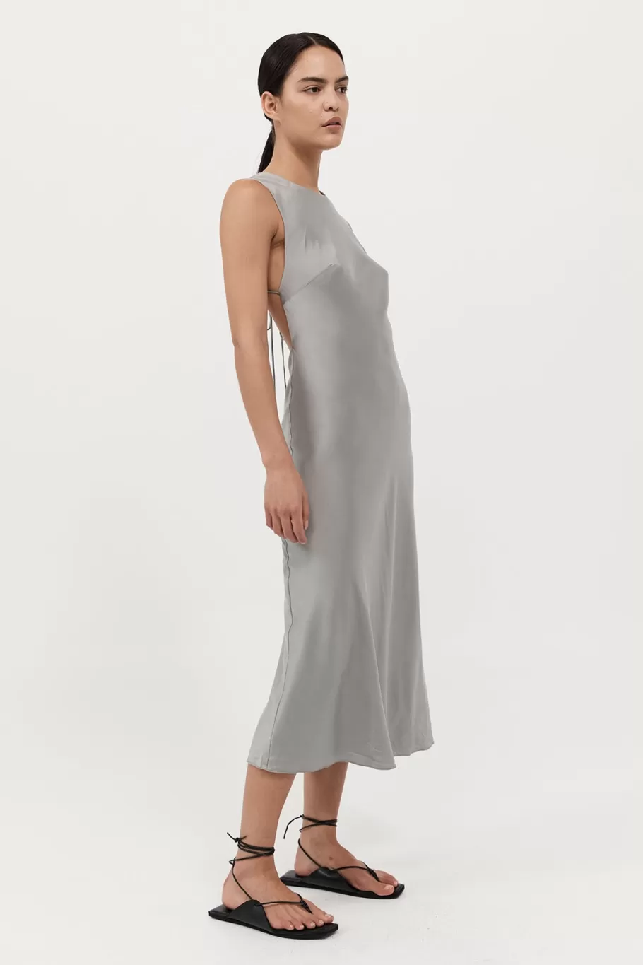 Dresses | St. Agni Soft Silk Rouleau Tie Dress - SILVER