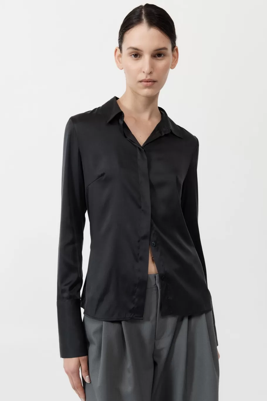 Tops | Shirts | St. Agni Soft Silk Shirt - BLACK