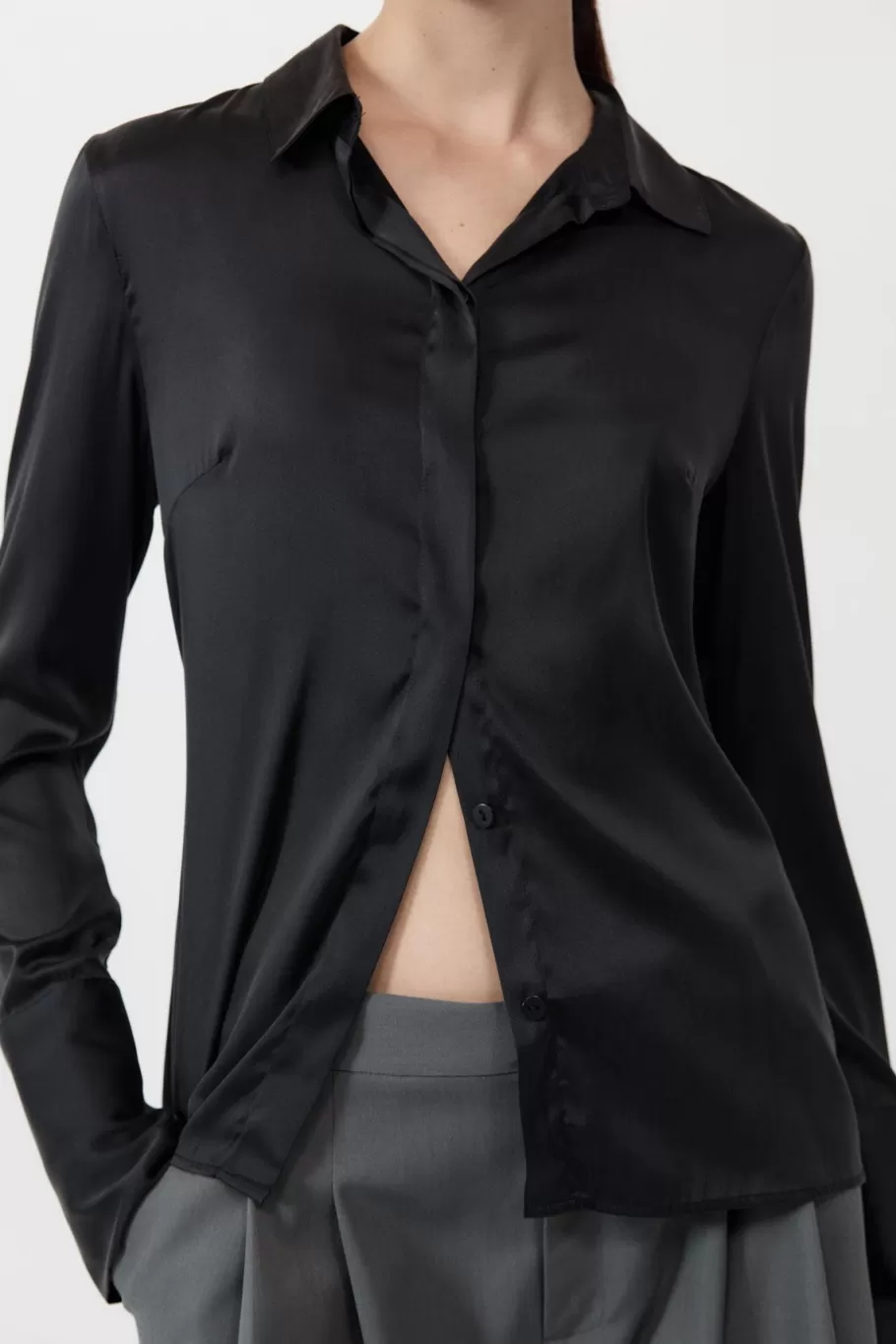 Tops | Shirts | St. Agni Soft Silk Shirt - BLACK