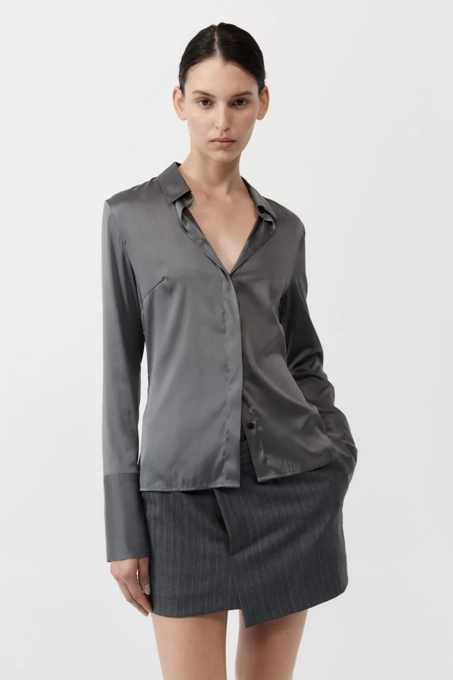 Tops | Shirts | St. Agni Soft Silk Shirt - PEWTER GREY