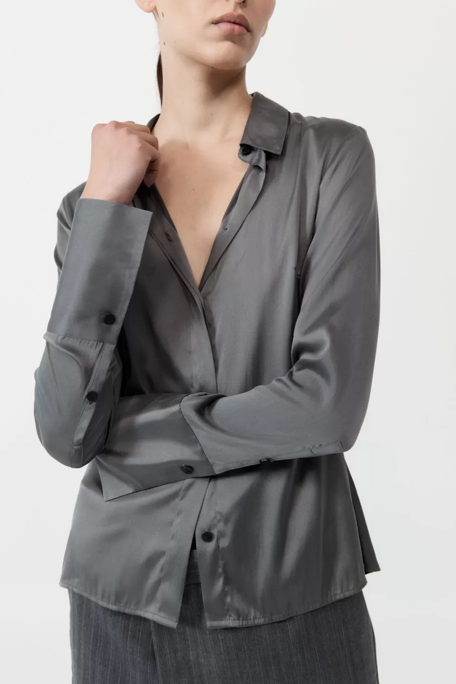 Tops | Shirts | St. Agni Soft Silk Shirt - PEWTER GREY