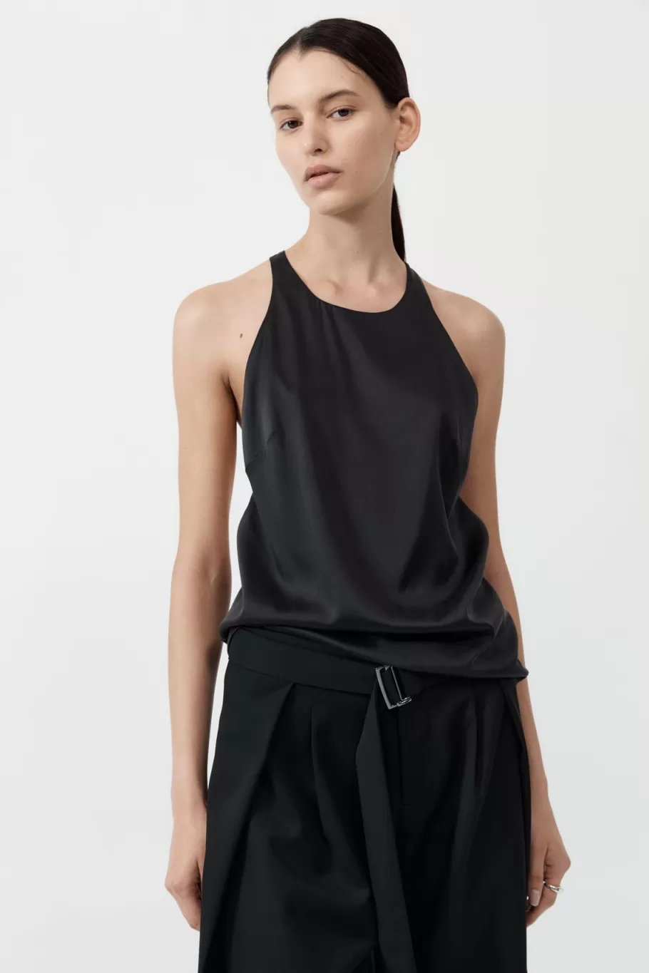 Tops | St. Agni Soft Silk Suspender Top - BLACK