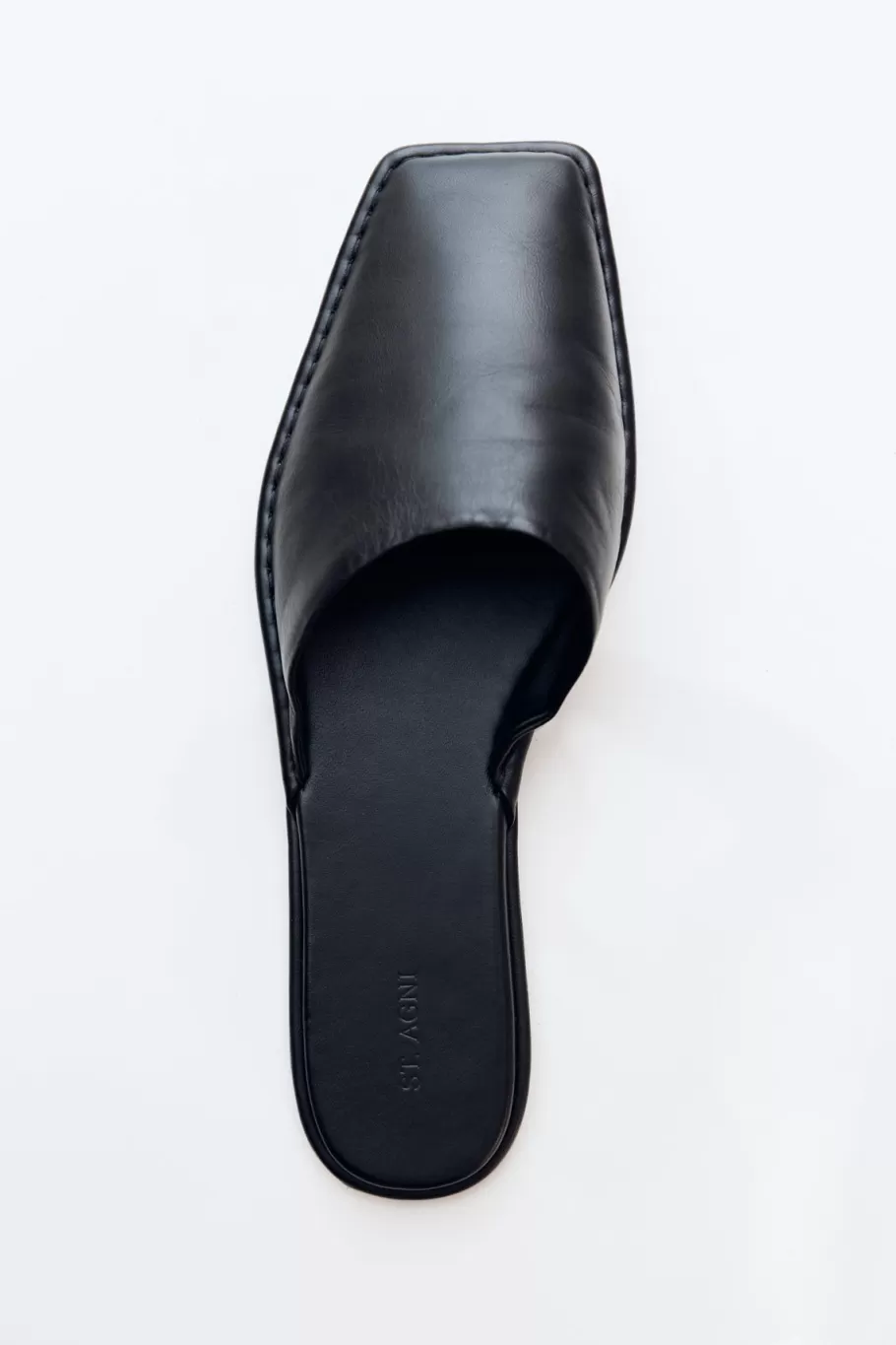 Flats | Slides | St. Agni Soft Square Toe Flat - BLACK