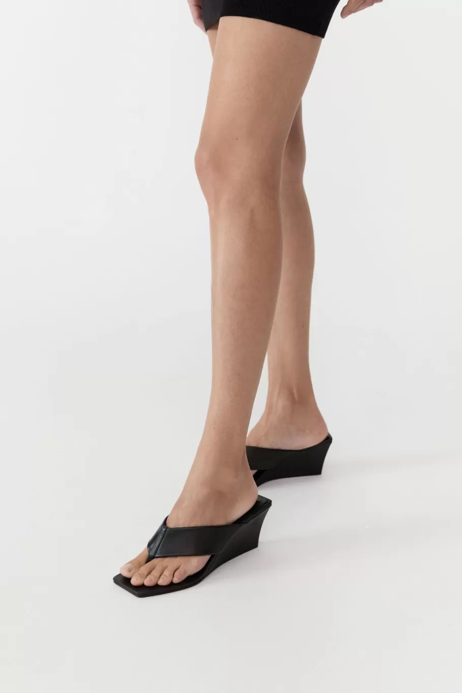 Heels | Wedges | St. Agni Soft Thong Wedge - Black