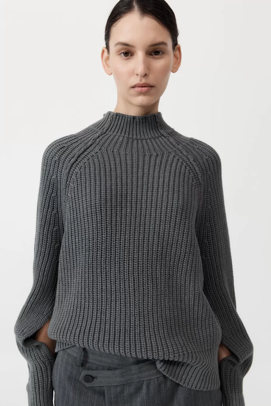 Jumpers | Knitwear | St. Agni Split Sleeve Jumper - SMOKE