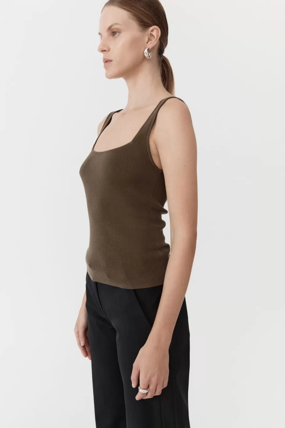 Tops | Singlets | St. Agni Square Neck Knit Singlet - KELP