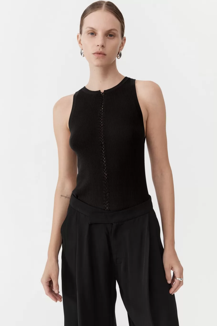 Basics | Tops | St. Agni Stitch Detail Tank - BLACK