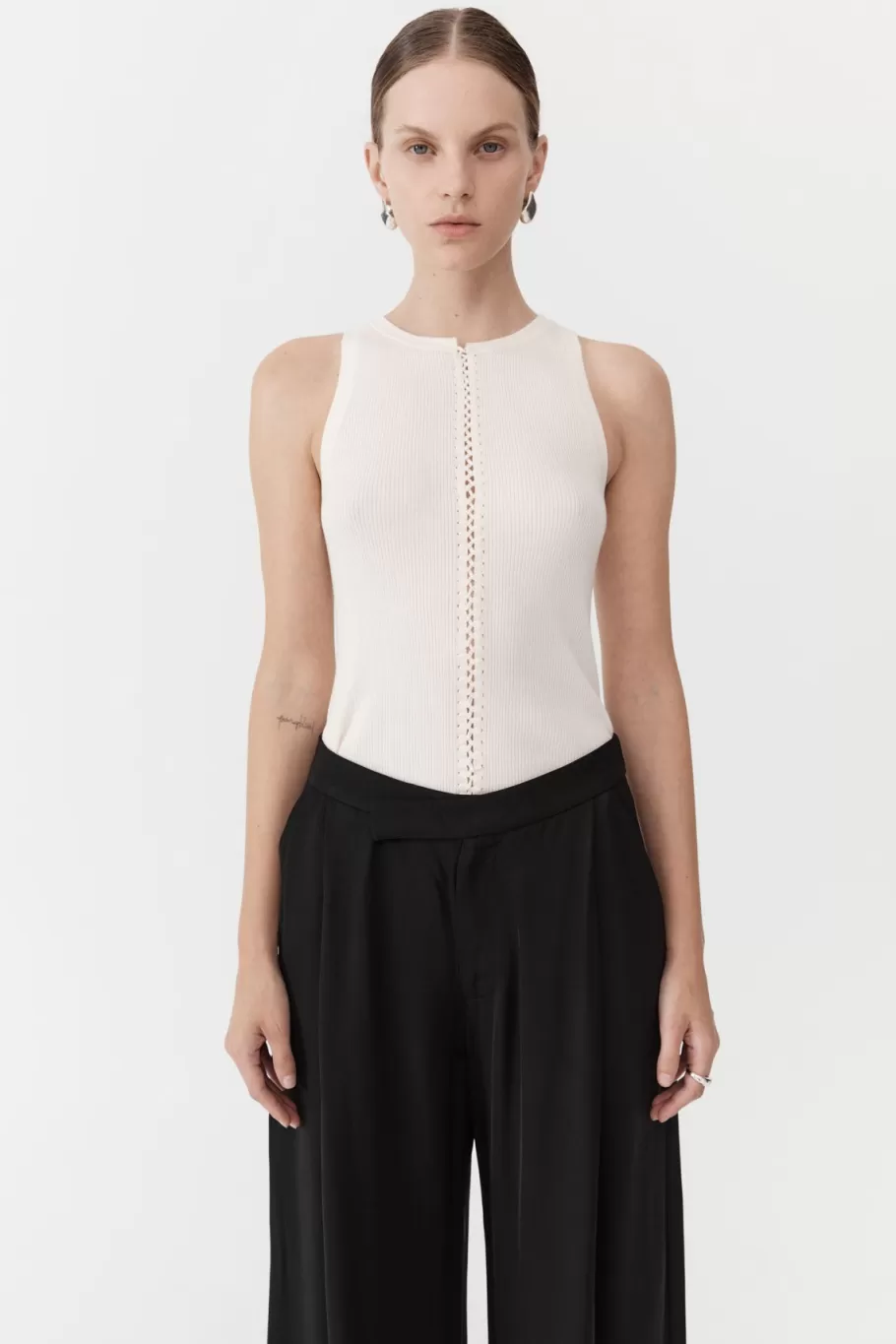 Basics | Tops | St. Agni Stitch Detail Tank - IVORY