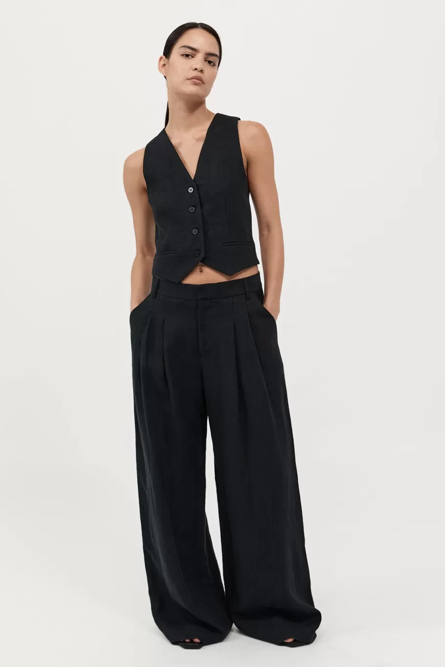 Tailoring | Pants | St. Agni Tailored Linen Pants - BLACK