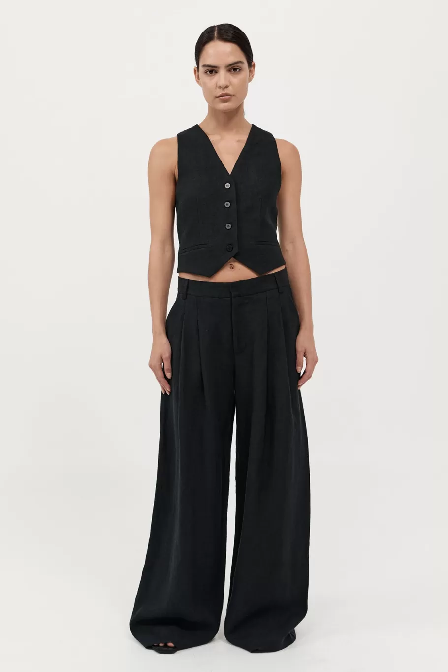 Tailoring | Pants | St. Agni Tailored Linen Pants - BLACK