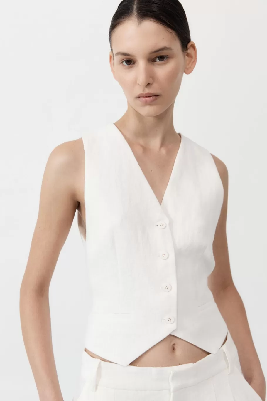 Tops | Tailoring | St. Agni Tailored Linen Vest - IVORY