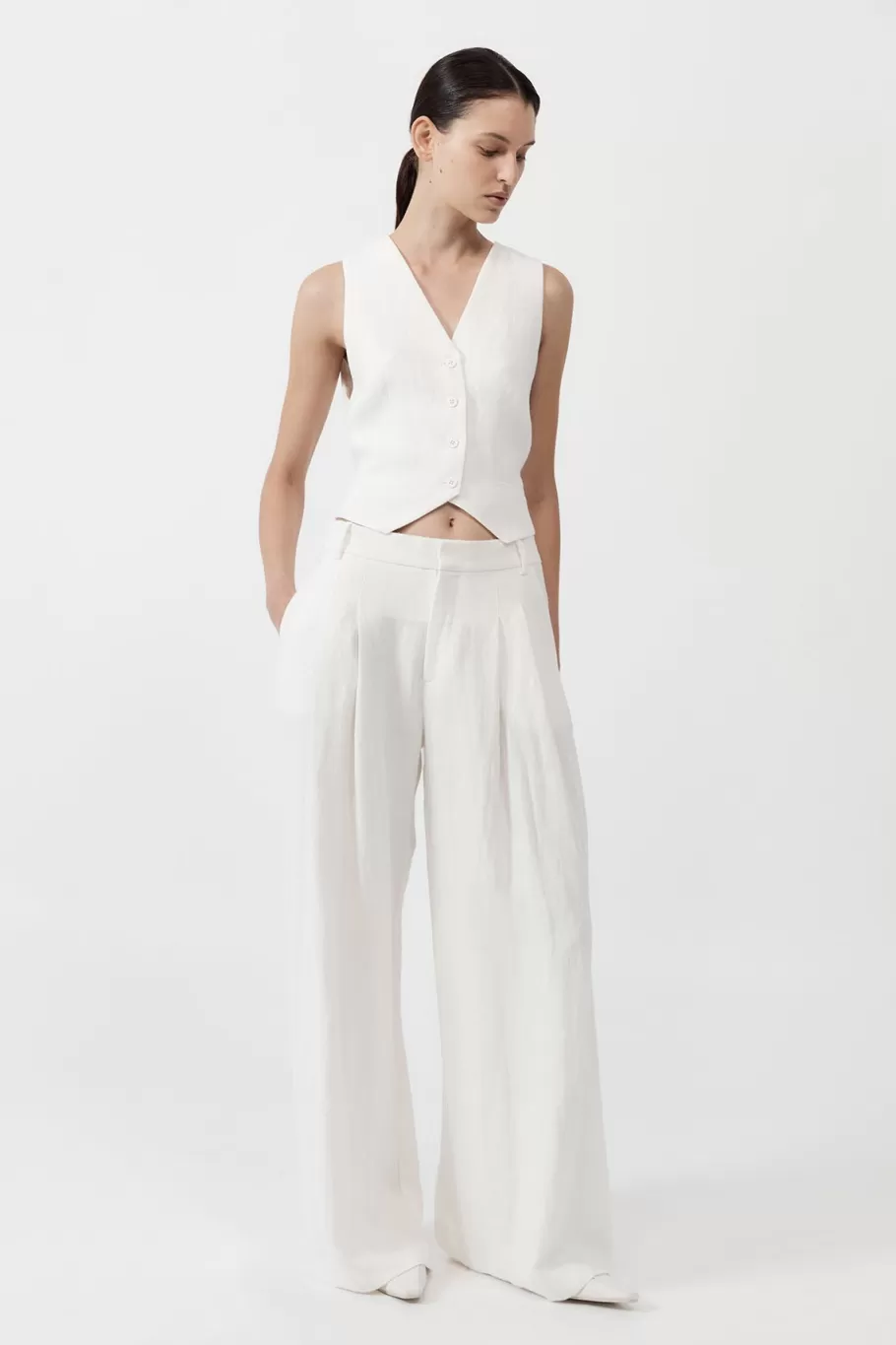 Tops | Tailoring | St. Agni Tailored Linen Vest - IVORY