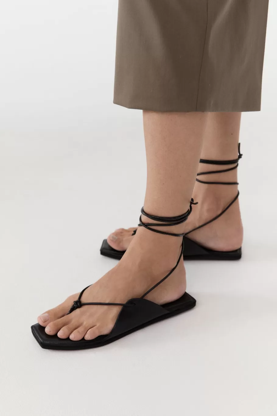 Sandals | St. Agni Tie Up Sandal - BLACK